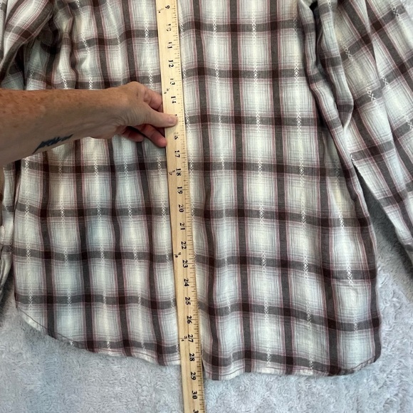 Ryan Michael Brown Cream Plaid Tunic Size Large Western Cowgirl Collared Navajo - Picture 12 of 15